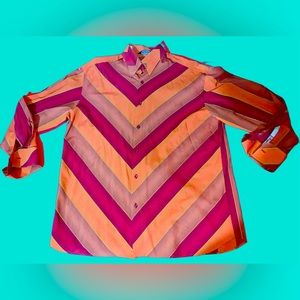 Italian Made Men’s Button Down Shirt by Bergati Big & Tall 2X Burgundy Geometric